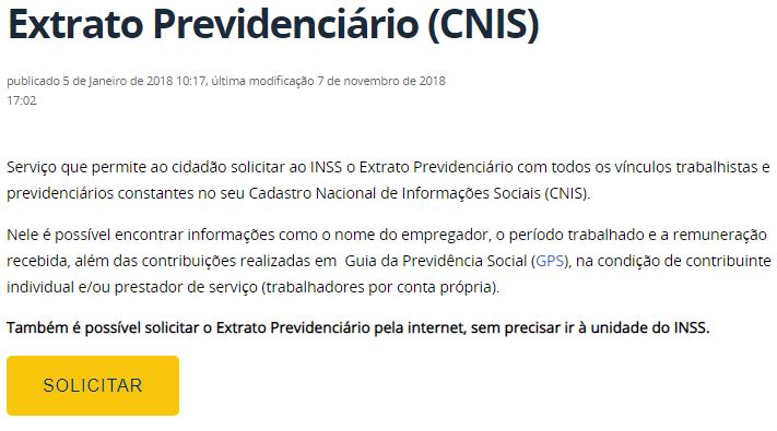 Extrato Previdenciário CNIS